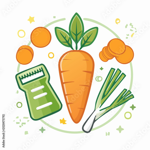 Carrot and Scallions with Peeler and Slices