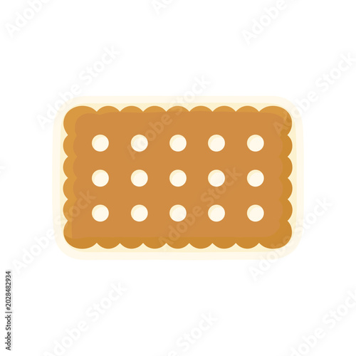 Fotografie Simple flat vector icon of a rectangular cracker biscuit with snacking nutrition