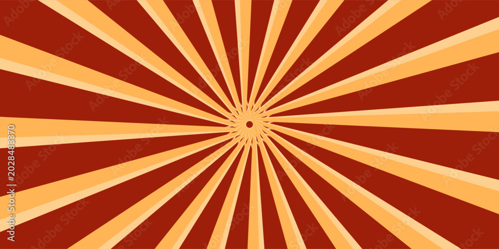 Fototapeta premium Circus background and spiral retro rays vector pattern. Vintage poster of red white sun or star burst radial lines, circus, carnival, summer fair bacground
