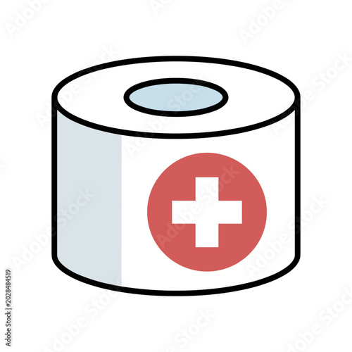 Medical adhesive bandage roll vector icon with first aid adhesive healthcare hospital treatment