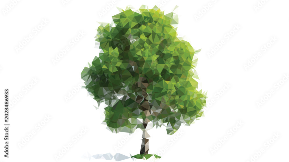 Foto Green Broadleaf Lush Render Lowpoly Polygonal Tree Vector Illustration Nature La
