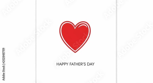 Red heart graphic with happy fathers day text on a white background