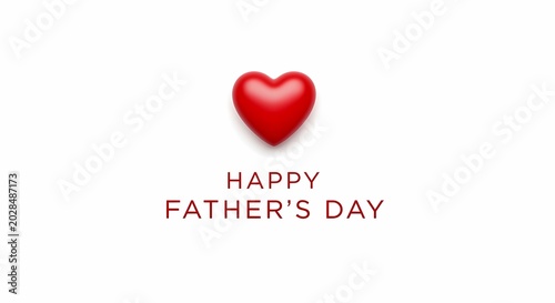 Red heart symbol with fathers day text on white background love concept