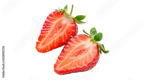 Photos Fresh ripe sliced organic red strawberry fruit halves showing seeds texture clos