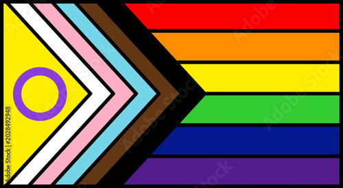 Photos Detailed intersectional progress pride flag layout featuring a black border, cri