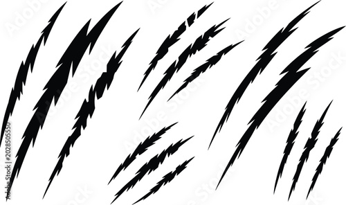 Photos Collection of sharp animal claw scratch marks silhouettes with predator monstrou
