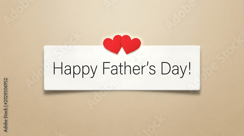 Minimalist happy fathers day greeting card with red hearts greeting minimalist celebration affection parenting gratitude appreciation sentiment template backdrop horizontal paperwork