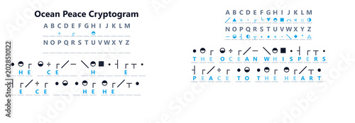 Fotografía Ocean peace cryptogram puzzle worksheet with solution