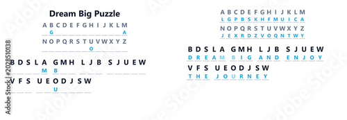 Tableau sur toile Dream big cryptogram puzzle worksheet with solution