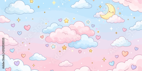 Photos seamless pattern with clouds