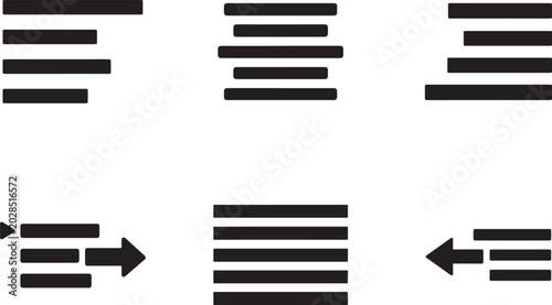 Schilderij op canvas Text align vector icon set, paragraph alignment symbols, flat UI icons on white background set icons