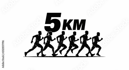 Silhouetted runners race towards a bold 