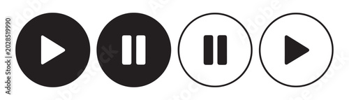 Tableau sur toile Play and pause buttons set