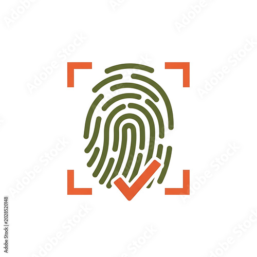 Fingerprint icon symbolizing identity verification on digital background  