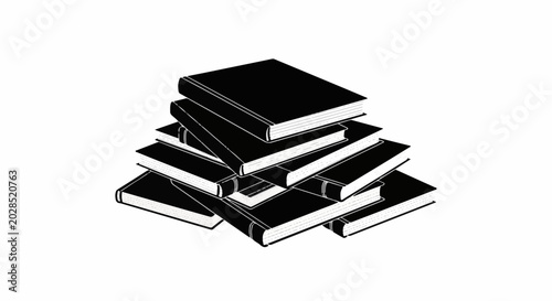 Stack of hardbound books, rendered in black and white