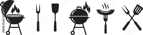  BBQ grill icon set