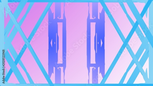 Luminous Gradient Framework with Energetic Cyan Structures and Symmetrical Abstract Forms