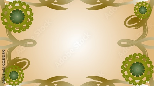 Ornate botanical symmetry on a calming gradient backdrop with verdant circular elements