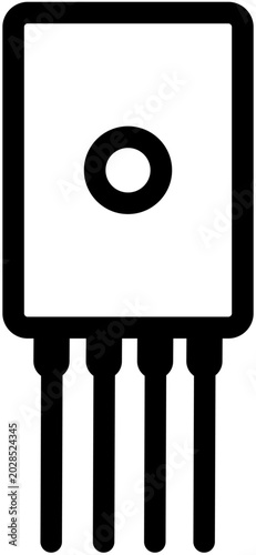 Simple Transistor Icon Vector Illustration in Line Style