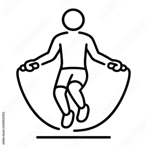 Jump Rope Line Icon for Cardio Endurance and Fitness Training