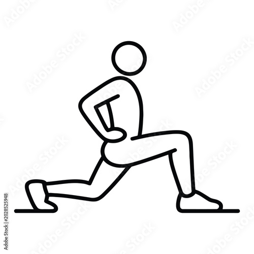 Lunge Exercise Line Icon for Lower Body Strength and Balance Training