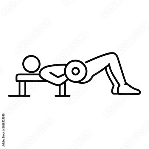 Barbell Hip Thrust Line Icon for Glute Strength Training and Fitness App