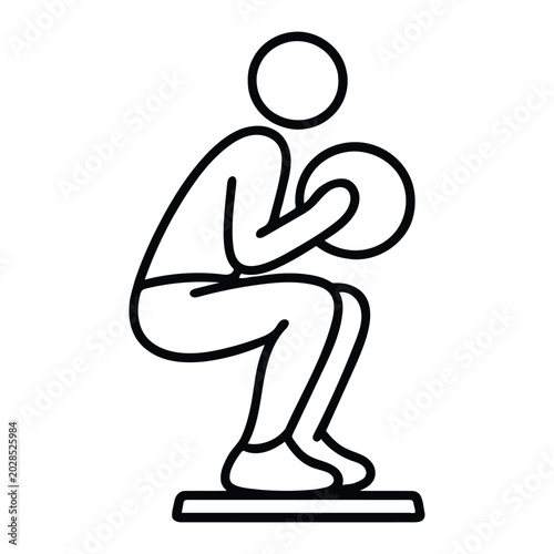 Medicine Ball Squat Line Icon for Functional Fitness and Strength Training