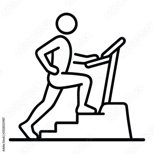 Stair Climber Machine Line Icon for Cardio Fitness and Endurance Training
