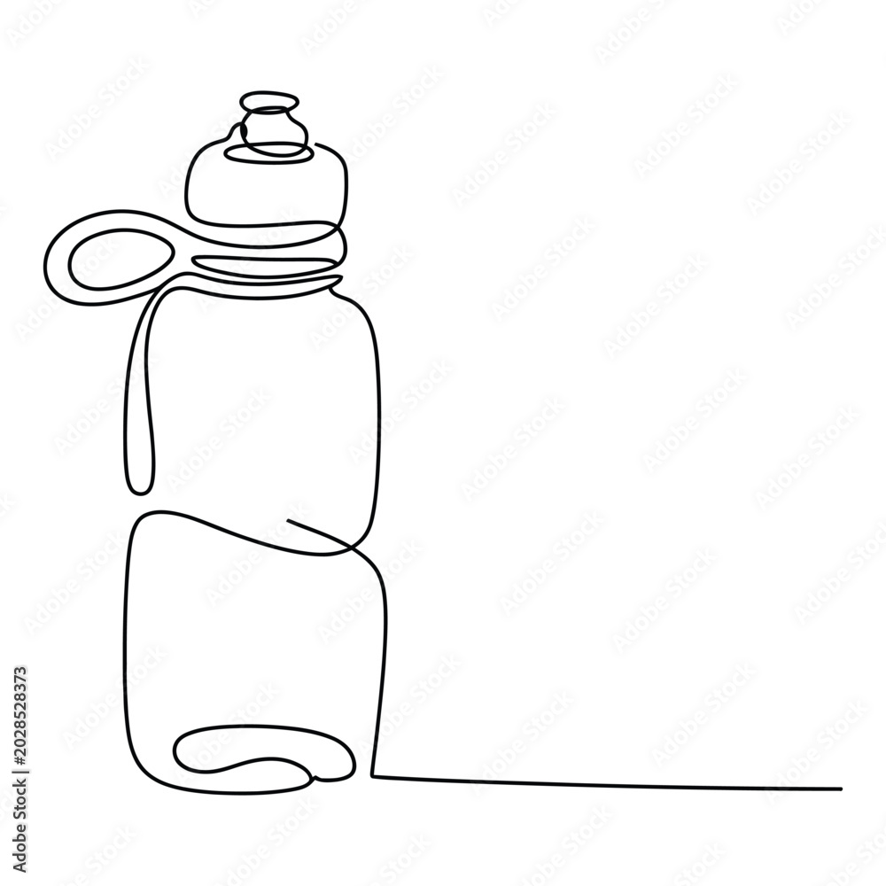 Obraz premium Single continuous line drawing of a protein shaker bottle