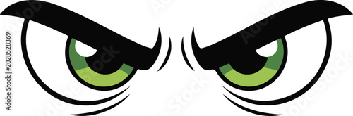 Fotografie Angry cartoon eyes vector illustration featuring intense furrowed eyebrows and g