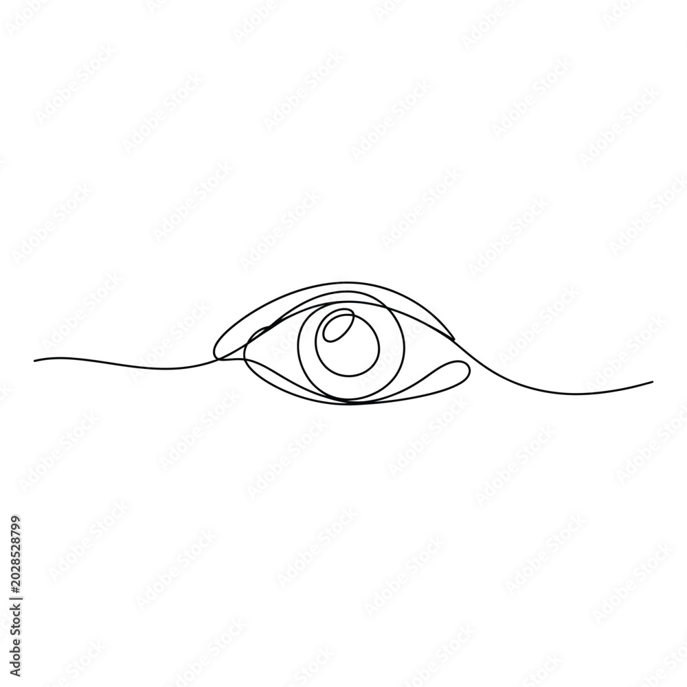 Obraz premium Striking one line art rendition of a detailed eye symbolizing observation knowledge and understanding