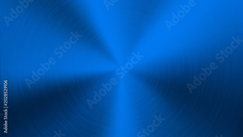 Metal abstract blue gradient technology background with circular polished, brushed texture. Chrome, silver, steel, aluminum design for wallpapers, concepts, presentations, prints and web. Vector