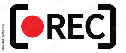 Framed recording sign, Red dot recording sign. Rec button logotype for Your video user interface. Vector illustration.