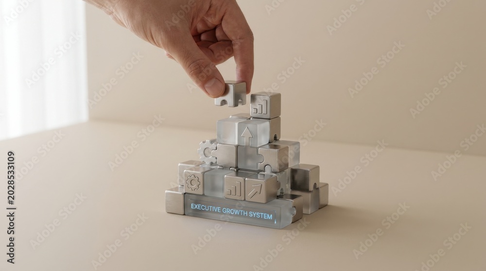 Obraz premium A person's hand reaching into a lego robot representing executive growth system concept in a creative environment