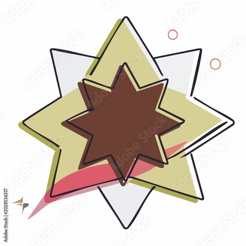 Abstract Starburst Graphic with Geometric Shapes and Colors