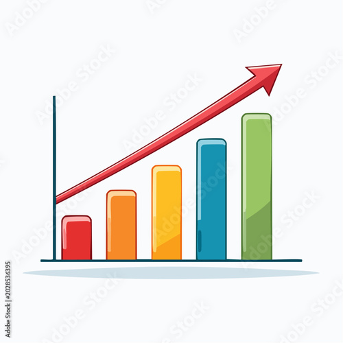 Bar Chart with Upward Trend Arrow