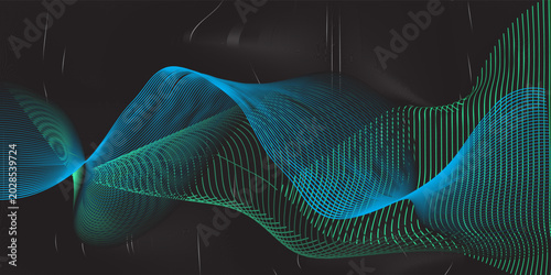 Fotografía Dark abstract background with a glowing abstract waves, abstract background