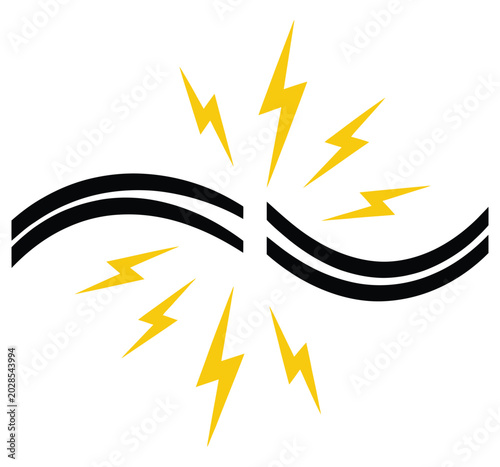 Fotografía Electrical short circuit icon power failure hazard warning vector illustration