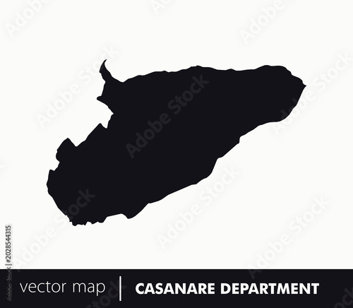 Minimal silhouette map of Casanare Department, Colombia with Yopal capital. Ideal for education, travel visuals, infographics and eastern plains geography projects.