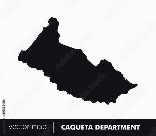 Minimal silhouette map of Caquetá Department, Colombia with Florencia capital. Perfect for ecology, education, travel branding and Amazon region geography projects.
