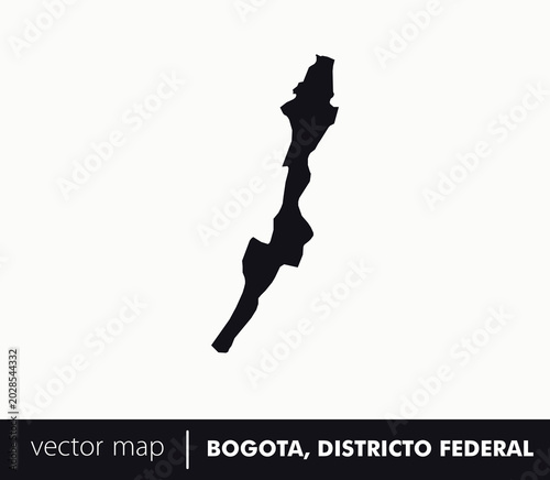 Minimal silhouette map of Bogotá D.C., Colombia. Perfect for capital city visuals, urban culture, education, tourism branding and modern geography design.