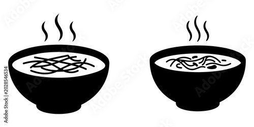 Photography Two bowls of steaming noodles in broth with asian food white background comfort food steaming delicious appetizing illustration wholesome preparation