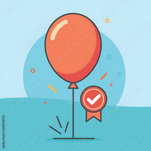 Red Balloon with Check Mark Ribbon.