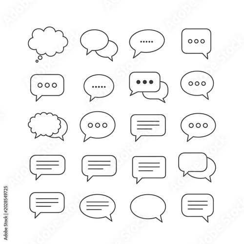 Black and white speech bubbles icons.