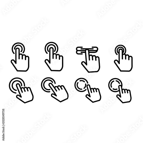 Black and white hand cursor icons.