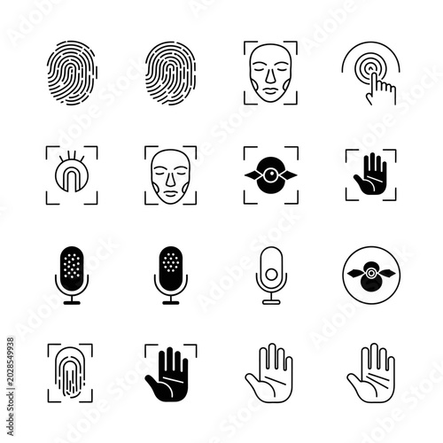 Black icons of human face hands.