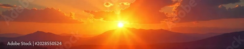 Golden hour sunbeam slices through a vibrant sunset sky, casting long shadows and illuminating dust motes Perfect for backgrounds, nature, or peaceful scenes , dramatic, tranquil