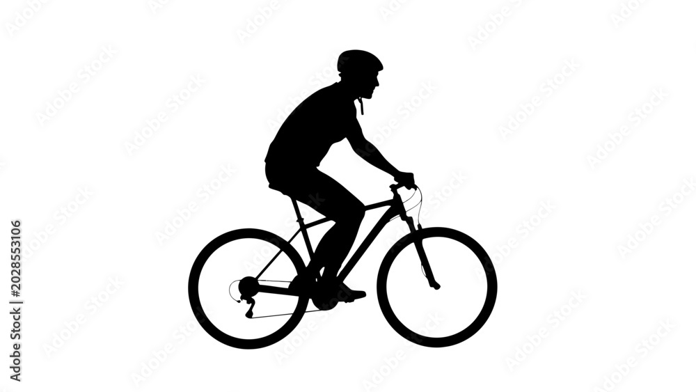 Obraz premium Black silhouette cyclist, bicycle icon, cycling symbol, sports illustration