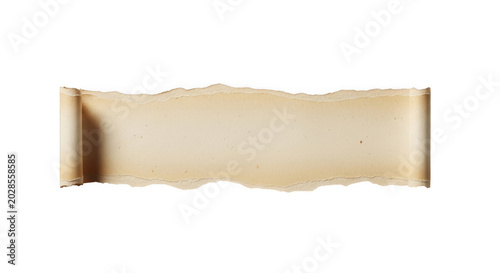 torn piece of beige paper with rough edges and a vintage texture for creative design projects isolated on transparent background