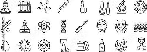 Black line icons for skincare and cosmetics products